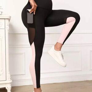 SHEIN Maternity Workout Leggings Over The Belly Phone Pocket Size Large